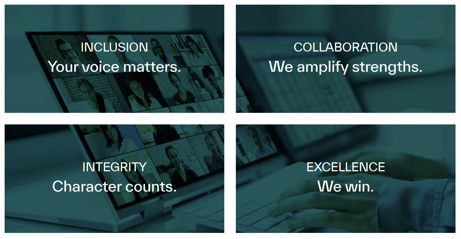 TD Synnex values (1) INCLUSION: your voice matters. (2) COLLABORATION: we amplify strengths (3) INTEGRITY: character counts (4) EXCELLENCE: we win